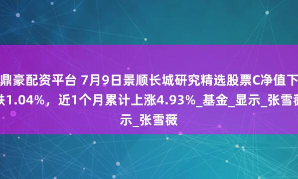 鼎豪配资平台 7月9日景顺长城研究精选股票C净值下跌1.04%，近1个月累计上涨4.93%_基金_显示_张雪薇